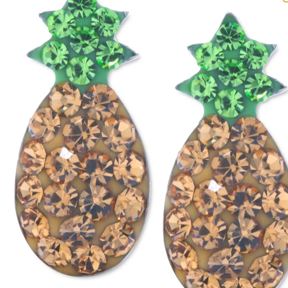 Giani Bernini Crystal Sterling Silver Pineapple Stud Earrings.